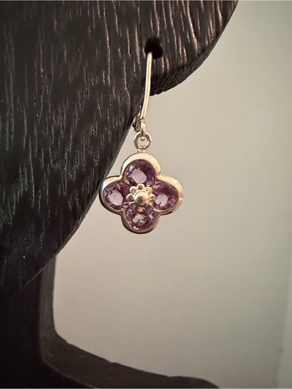 Leach & Garner 925 Silver and Amethyst Floral Drop Earrings